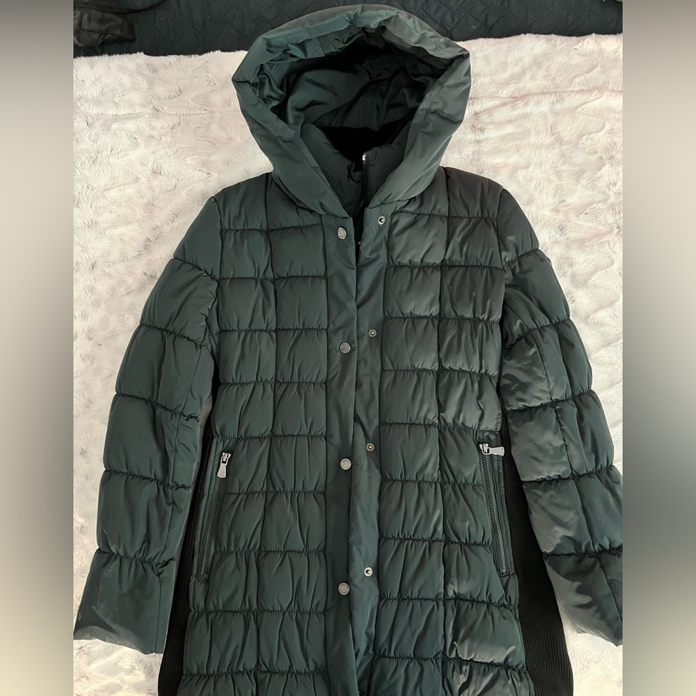 Calvin Klein Walker Side-Stretch Puffer Women's Hooded Insulated Coat